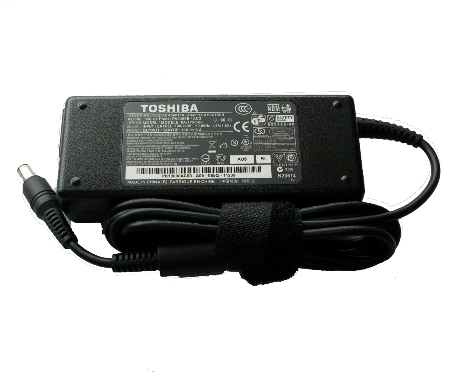 Sạc Laptop Toshiba 15V - 5A kèm dây nguồn